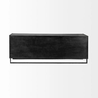 Alvin Brown Solid Wood With Black Metal Frame 3 Drawer 2 Cabinet Door Sideboard - 82.0L x 20.0W x 30.0H