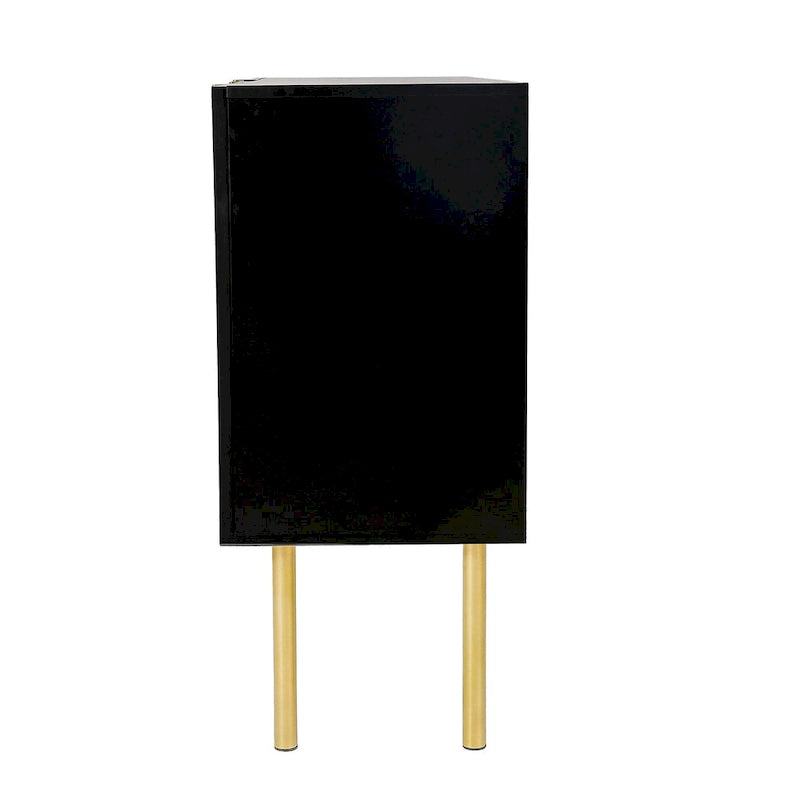 Sideboard Cabinet with Gold Metal Legs, Handles and Adjustable Shelves - 47L x 16.5W x 35.5H