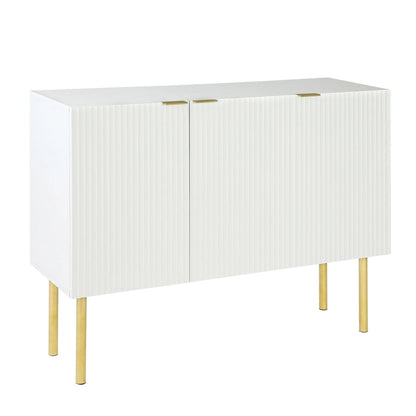 Sideboard Cabinet with Gold Metal Legs, Handles and Adjustable Shelves - 47L x 16.5W x 35.5H