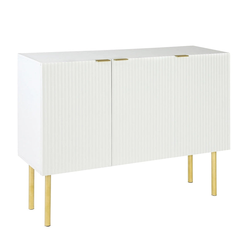 Sideboard Cabinet with Gold Metal Legs, Handles and Adjustable Shelves - 47L x 16.5W x 35.5H