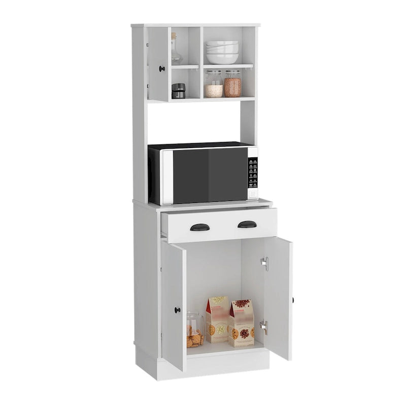 Microwave Storage Stand with 3-Doors and Drawer Arlington, White / Macadamia Finish