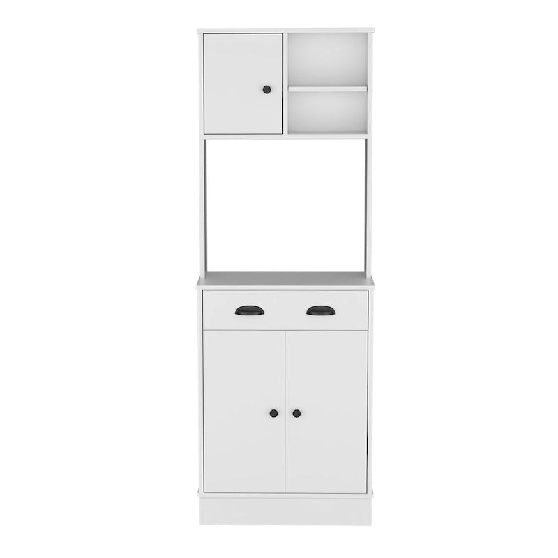 Microwave Storage Stand with 3-Doors and Drawer Arlington, White / Macadamia Finish