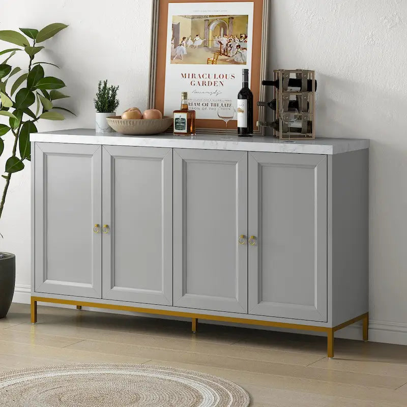 Modern Sideboard with Metal Handles and Support Legs