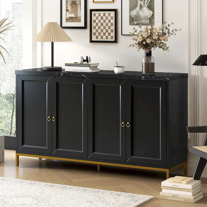 Modern Sideboard with Metal Handles and Support Legs