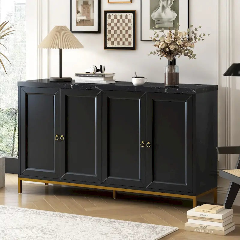Modern Sideboard with Metal Handles and Support Legs