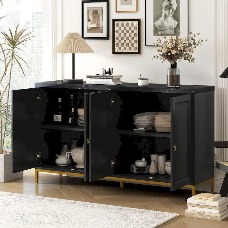 Modern Sideboard with Metal Handles and Support Legs