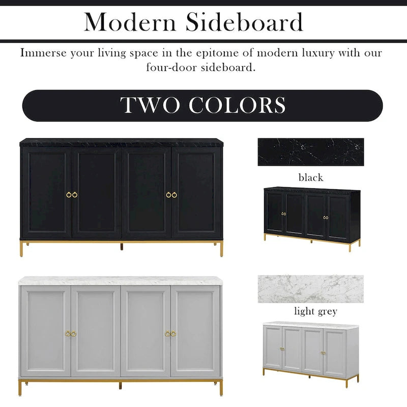 Modern Sideboard with Metal Handles and Support Legs
