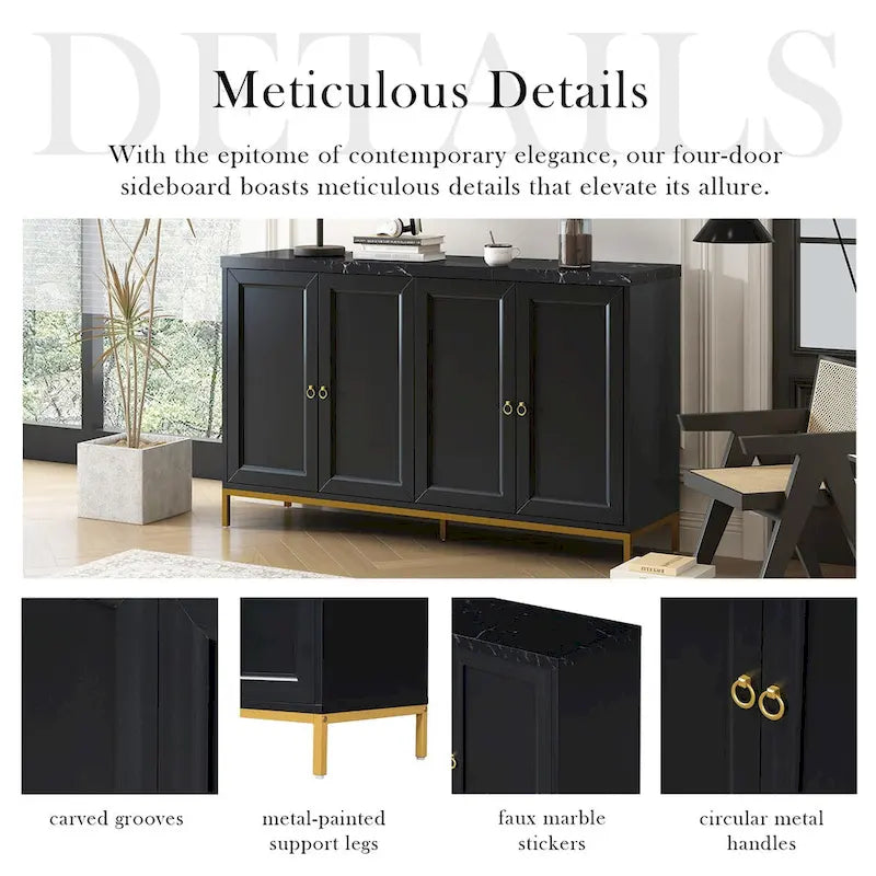 Modern Sideboard with Metal Handles and Support Legs