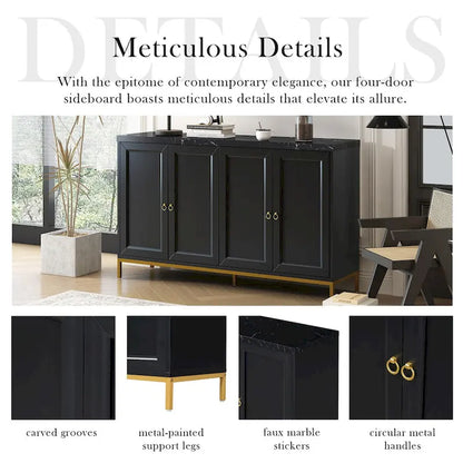 Modern Sideboard with Metal Handles and Support Legs