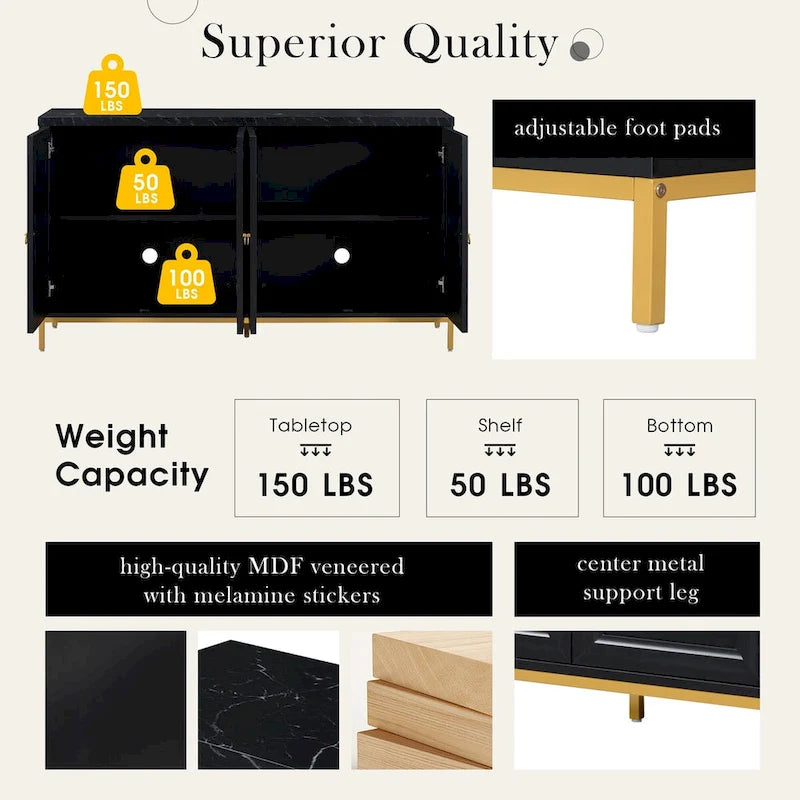 Modern Sideboard with Metal Handles and Support Legs