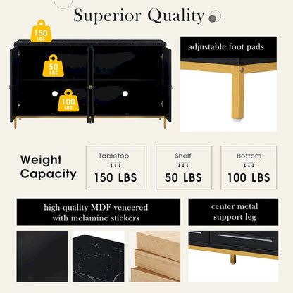 Modern Sideboard with Metal Handles and Support Legs