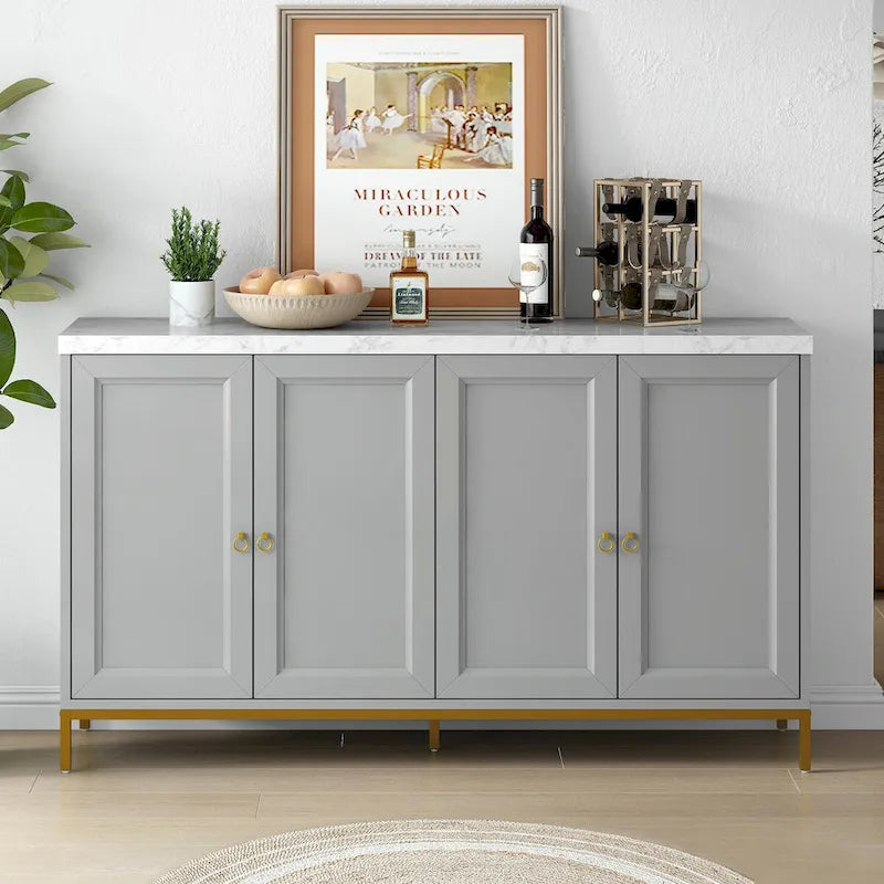 Modern Sideboard with Metal Handles and Support Legs