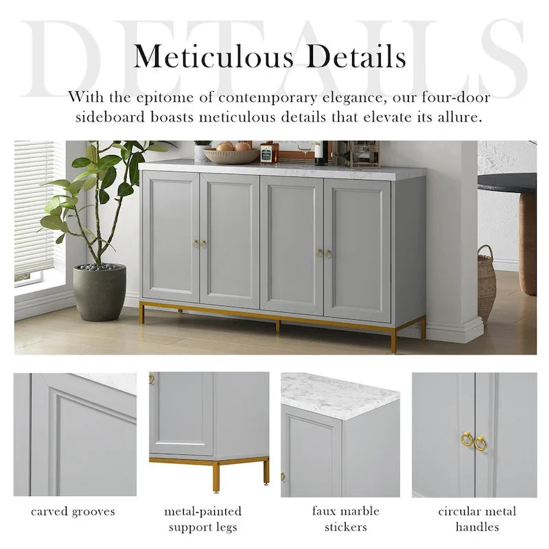 Modern Sideboard with Metal Handles and Support Legs