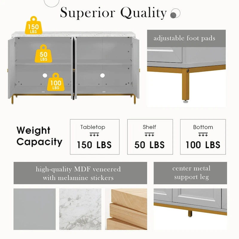 Modern Sideboard with Metal Handles and Support Legs