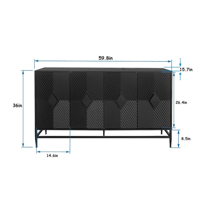 Wooden Cabinet With Glass Doors and Shelves Display Storage Cabinet