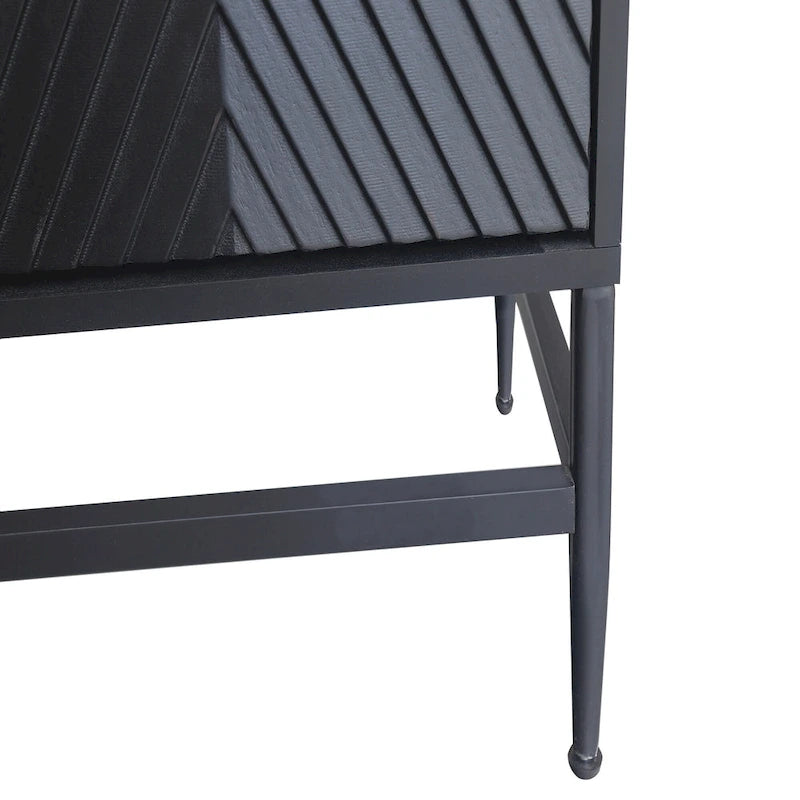 Wooden Cabinet With Glass Doors and Shelves Display Storage Cabinet