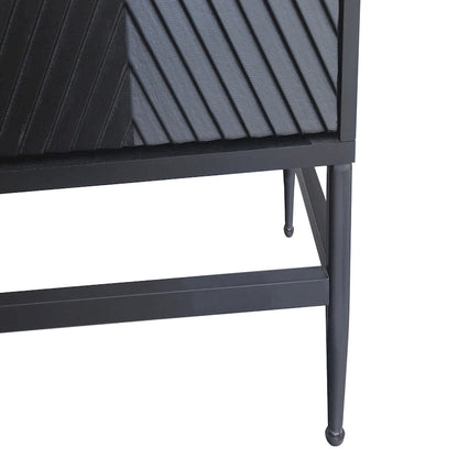 Wooden Cabinet With Glass Doors and Shelves Display Storage Cabinet