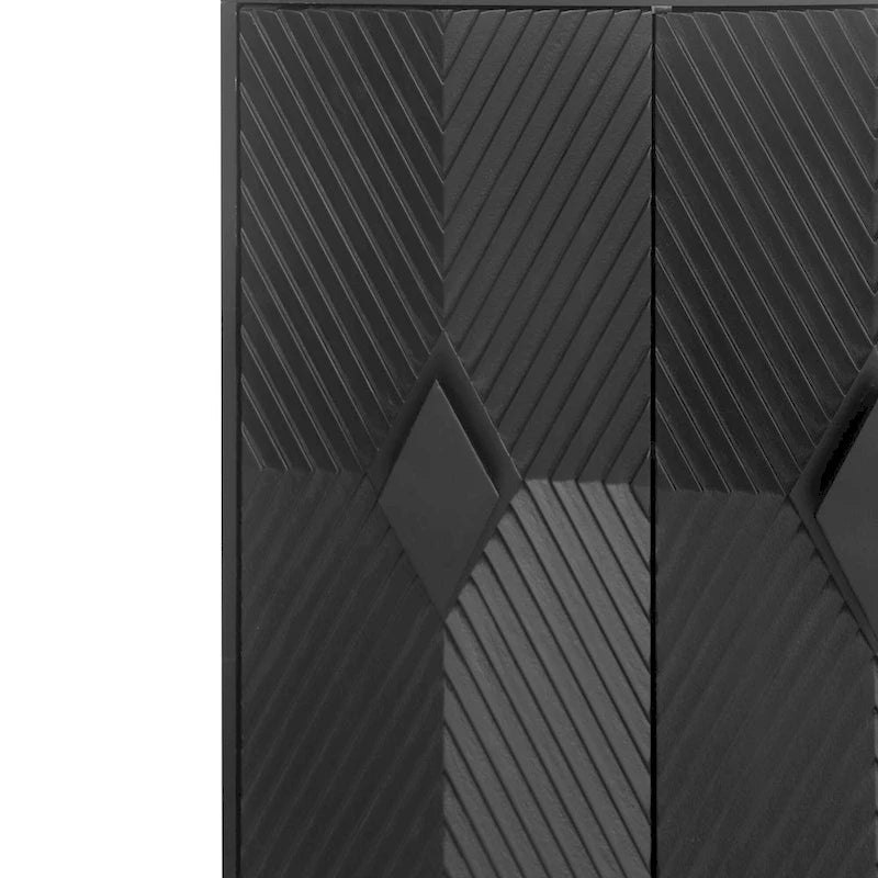 Wooden Cabinet With Glass Doors and Shelves Display Storage Cabinet