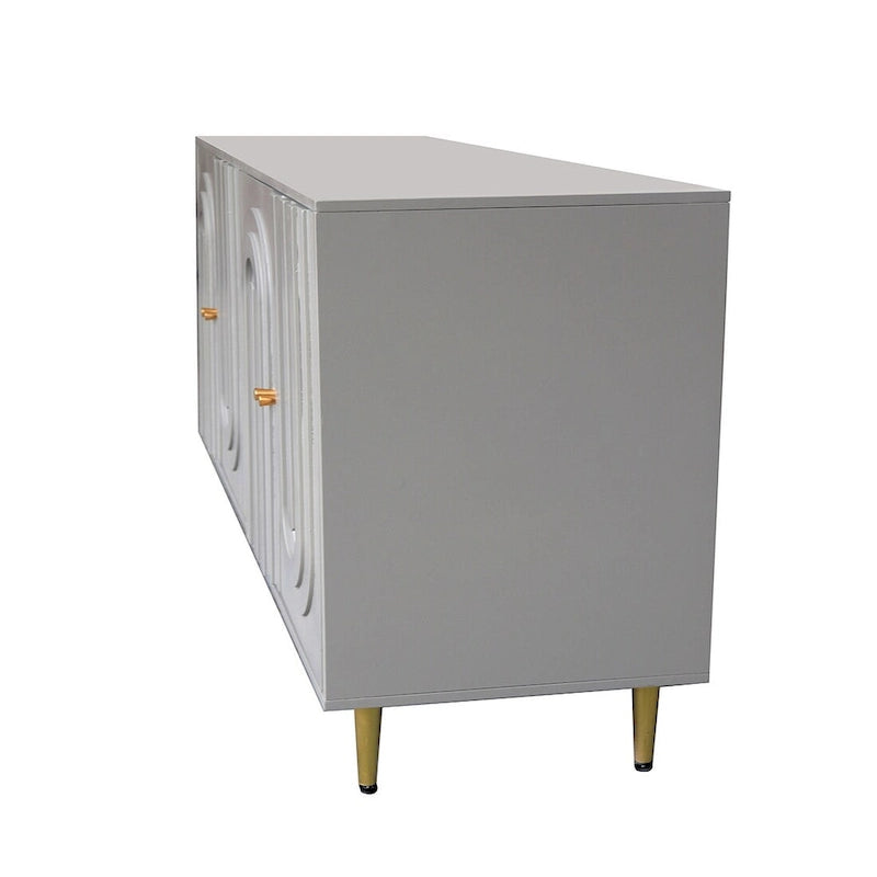 Wooden Cabinet With Glass Doors and Shelves Display Storage Cabinet