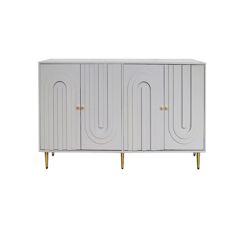 Wooden Cabinet With Glass Doors and Shelves Display Storage Cabinet