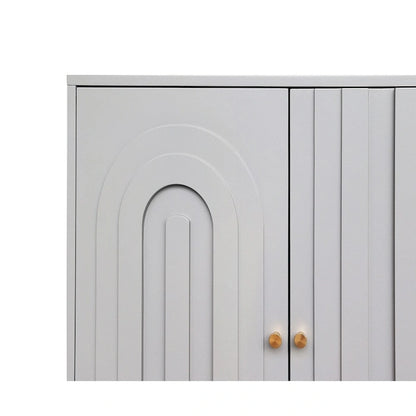 Wooden Cabinet With Glass Doors and Shelves Display Storage Cabinet