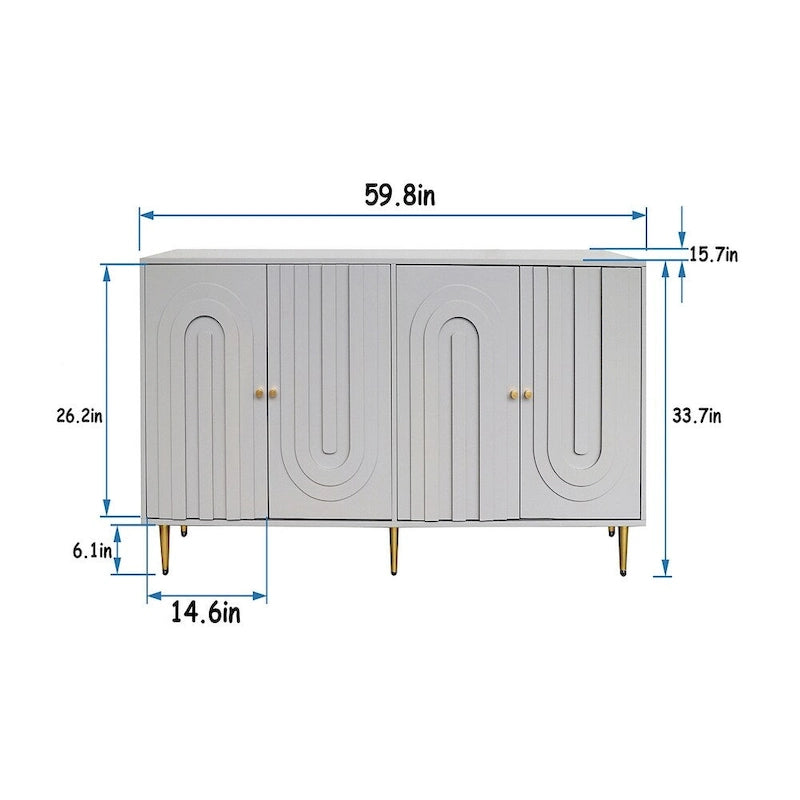 Wooden Cabinet With Glass Doors and Shelves Display Storage Cabinet