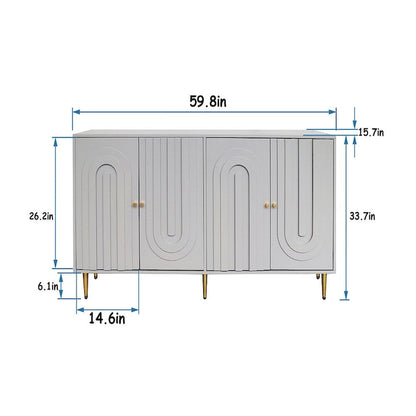 Wooden Cabinet With Glass Doors and Shelves Display Storage Cabinet