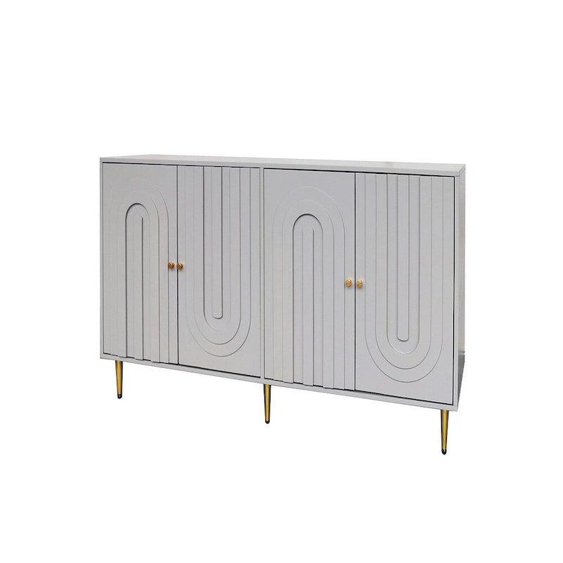 Wooden Cabinet With Glass Doors and Shelves Display Storage Cabinet