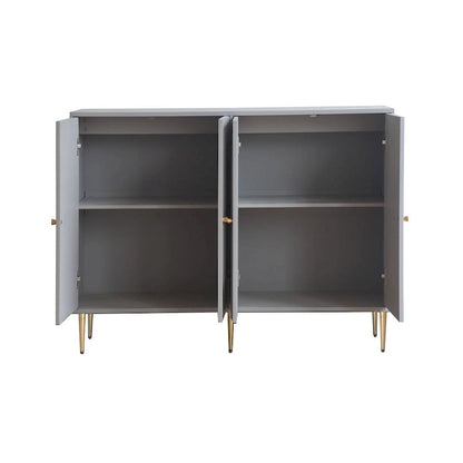 Wooden Cabinet With Glass Doors and Shelves Display Storage Cabinet