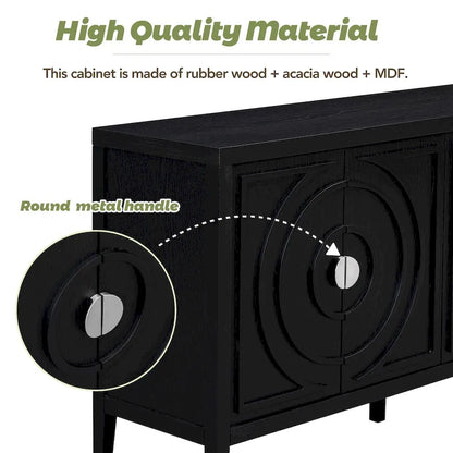 Retro Sideboard door with Circular Groove Design Round Metal Door Handle for Entrance, Dinning Room, Living Room