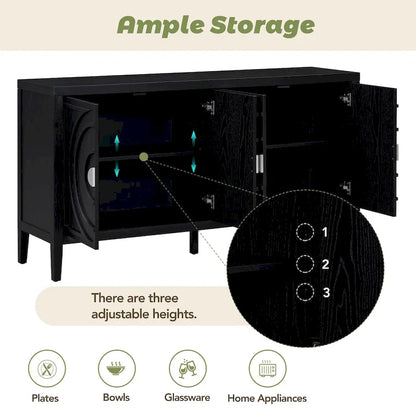 Retro Sideboard door with Circular Groove Design Round Metal Door Handle for Entrance, Dinning Room, Living Room