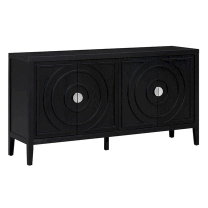 Retro Sideboard door with Circular Groove Design Round Metal Door Handle for Entrance, Dinning Room, Living Room