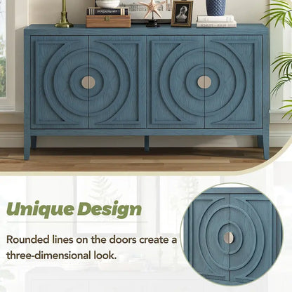 Retro Sideboard door with Circular Groove Design Round Metal Door Handle for Entrance, Dinning Room, Living Room