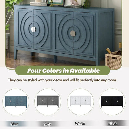 Retro Sideboard door with Circular Groove Design Round Metal Door Handle for Entrance, Dinning Room, Living Room