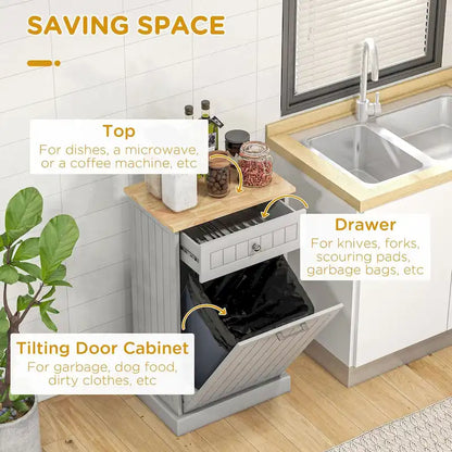 Kitchen Tilt Out Free Standing Recycling Cabinet Trash Can Holder