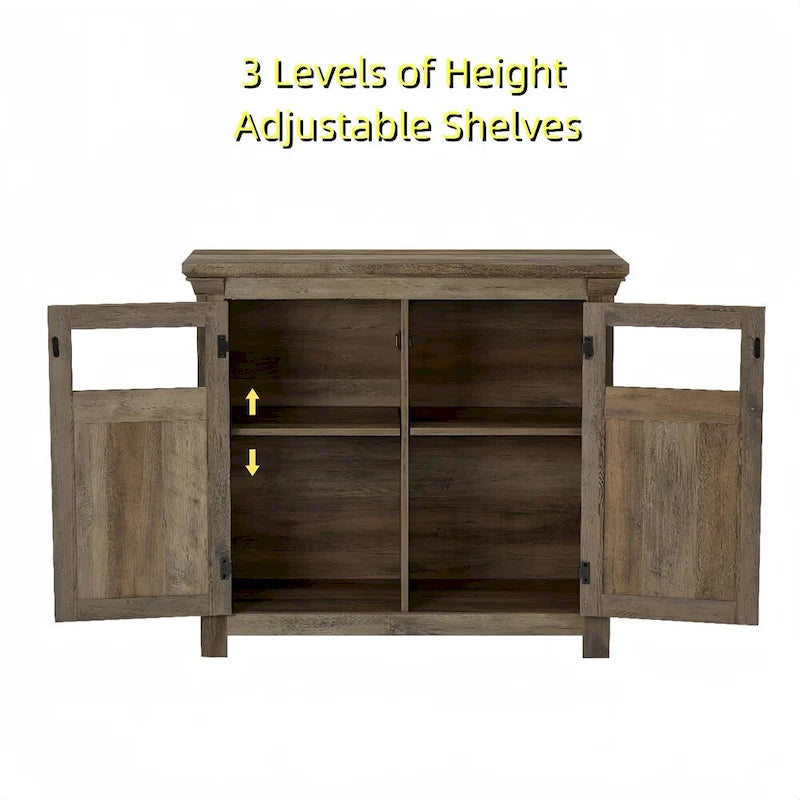Wood Buffet Cabinet with 2 Doors and Metal Handle