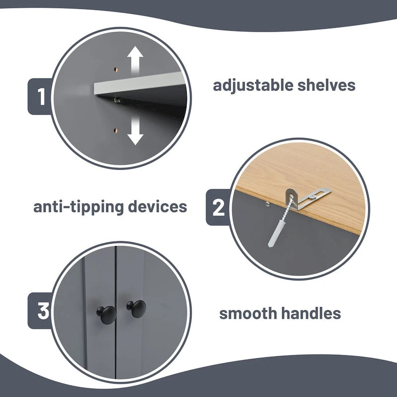 40.2x20x71.3inch High Freestanding Kitchen Pantry Large Cupboard Storage Cabinet with 2 Drawers, 2 Adjustable 8 Door Shelves