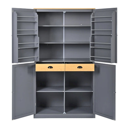 40.2x20x71.3inch High Freestanding Kitchen Pantry Large Cupboard Storage Cabinet with 2 Drawers, 2 Adjustable 8 Door Shelves