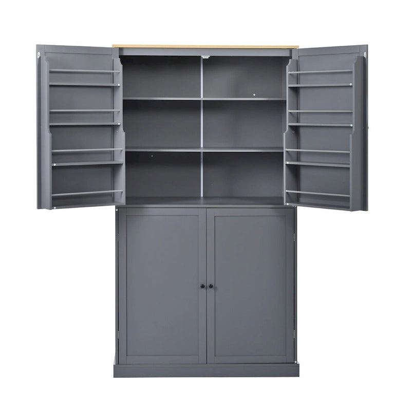 40.2x20x71.3inch High Freestanding Kitchen Pantry Large Cupboard Storage Cabinet with 2 Drawers, 2 Adjustable 8 Door Shelves