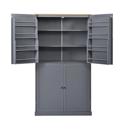 40.2x20x71.3inch High Freestanding Kitchen Pantry Large Cupboard Storage Cabinet with 2 Drawers, 2 Adjustable 8 Door Shelves