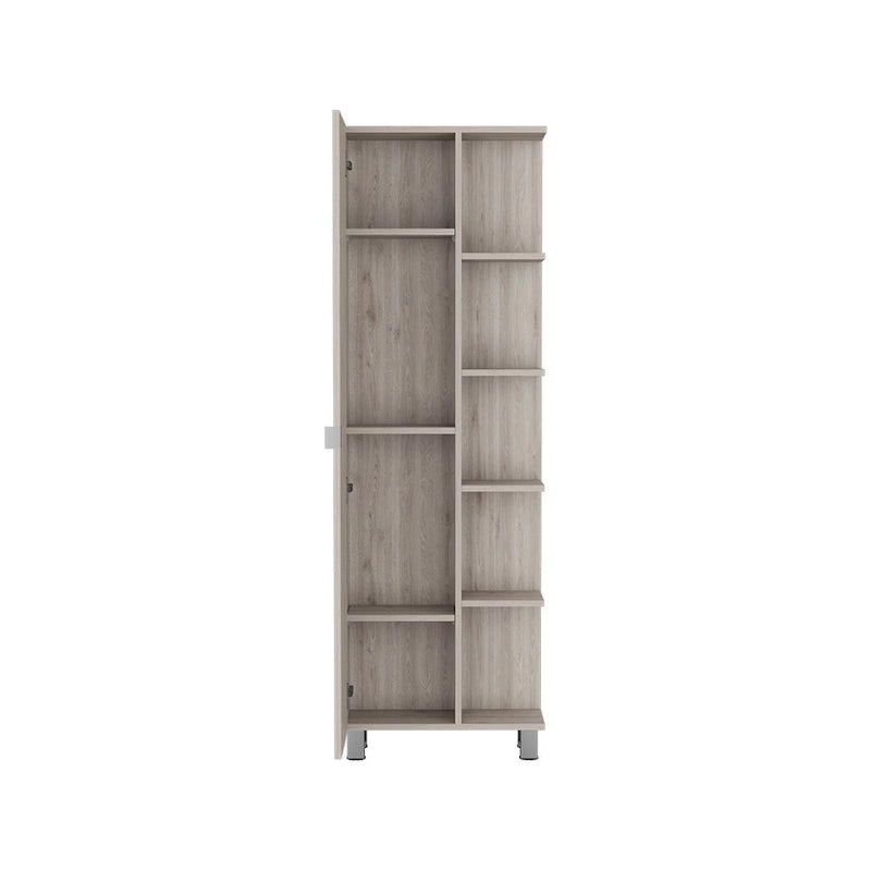 Corner Cabinet Womppi, Five Open Shelves, Single Door, Light Gray Finish,High quality and durable