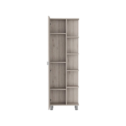 Corner Cabinet Womppi, Five Open Shelves, Single Door, Light Gray Finish,High quality and durable