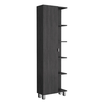 Corner Cabinet Womppi, Five Open Shelves, Single Door, Light Gray Finish,High quality and durable