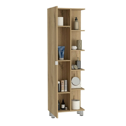 Corner Cabinet Womppi, Five Open Shelves, Single Door, Light Gray Finish,High quality and durable