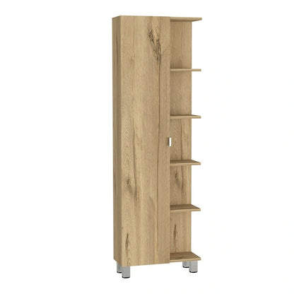 Corner Cabinet Womppi, Five Open Shelves, Single Door, Light Gray Finish,High quality and durable