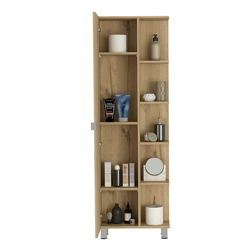 Corner Cabinet Womppi, Five Open Shelves, Single Door, Light Gray Finish,High quality and durable