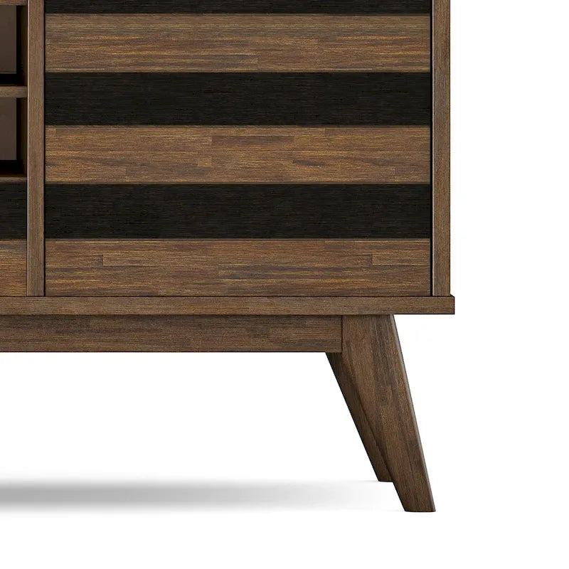 WYNDENHALL Wright SOLID ACACIA WOOD 60 inch Wide Rectangle Mid Century Sideboard with Wine Storage in Rustic Natural Aged Brown