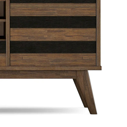 WYNDENHALL Wright SOLID ACACIA WOOD 60 inch Wide Rectangle Mid Century Sideboard with Wine Storage in Rustic Natural Aged Brown