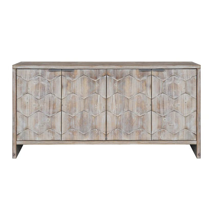 Accent Cabinet Farmhouse Style 4 Door Wooden Cabinet Sideboard Buffet Server Cabinet Storage Cabinet, for Living Room, Entryway