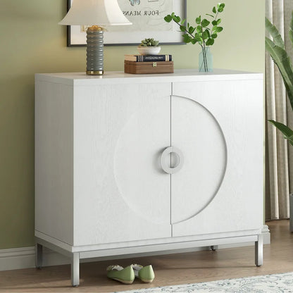 Simple Storage Cabinet Accent Cabinet with Solid Wood Veneer and Metal Leg Frame for Living Room, Entryway, Dining Room